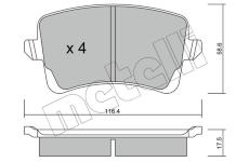 Sada brzdových destiček, kotoučová brzda METELLI 22-0776-0