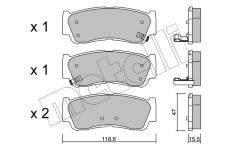 Sada brzdových destiček, kotoučová brzda METELLI 22-0788-0