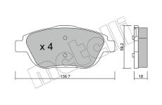 Sada brzdových destiček, kotoučová brzda METELLI 22-0852-0