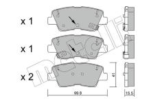 Sada brzdových destiček, kotoučová brzda METELLI 22-0886-1