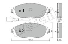 Sada brzdových destiček, kotoučová brzda METELLI 22-0952-0