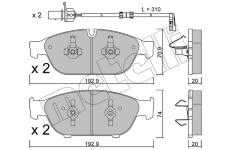 Sada brzdových destiček, kotoučová brzda METELLI 22-0953-0K