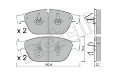 Sada brzdových destiček, kotoučová brzda METELLI 22-0954-0