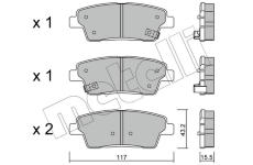 Sada brzdových destiček, kotoučová brzda METELLI 22-1140-0