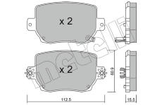Sada brzdových destiček, kotoučová brzda METELLI 22-1334-0