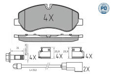 Sada brzdových destiček, kotoučová brzda MEYLE 025 256 0217/PD