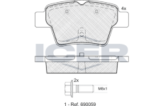 Sada brzdových destiček, kotoučová brzda ICER 181729-701