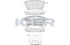 Sada brzdových destiček, kotoučová brzda ICER 182036-066