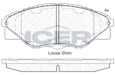 Sada brzdových destiček, kotoučová brzda ICER 182066