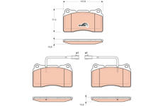 Sada brzdových destiček, kotoučová brzda TRW GDB1648