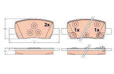 Sada brzdových destiček, kotoučová brzda TRW GDB2368