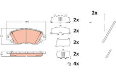 Sada brzdových destiček, kotoučová brzda TRW GDB2488