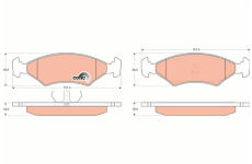 Sada brzdových destiček, kotoučová brzda TRW GDB255