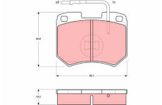 Sada brzdových destiček, kotoučová brzda TRW GDB256