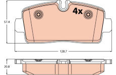 Sada brzdových destiček, kotoučová brzda TRW GDB2598