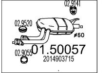 Střední tlumič výfuku MTS 01.50057