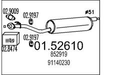 Střední tlumič výfuku MTS 01.52610