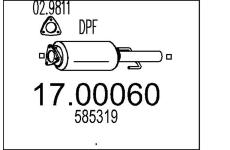 Filtr pevnych castic, vyfukovy system MTS 17.00060