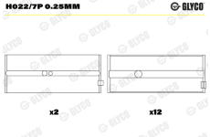 Hlavní ložiska klikového hřídele GLYCO H022/7P 0.25mm