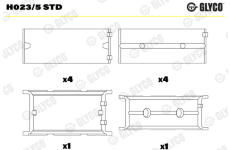 Hlavní ložiska klikového hřídele GLYCO H023/5 STD