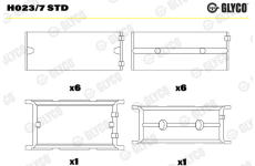 Hlavní ložiska klikového hřídele GLYCO H023/7 STD
