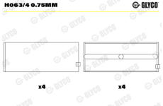 Lożisko kľukového hriadeľa GLYCO H063/4 0.75mm