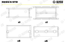 Hlavní ložiska klikového hřídele GLYCO H095/6 STD