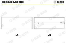 Hlavní ložiska klikového hřídele GLYCO H098/5 0.50mm