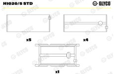 Hlavní ložiska klikového hřídele GLYCO H1020/5 STD