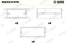 Hlavní ložiska klikového hřídele GLYCO H1032/5 STD