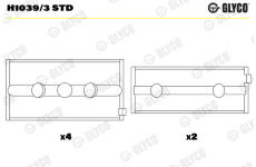 Hlavní ložiska klikového hřídele GLYCO H1039/3 STD