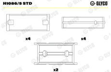 Hlavní ložiska klikového hřídele GLYCO H1086/5 STD