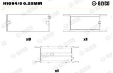 Hlavní ložiska klikového hřídele GLYCO H1094/5 0.25mm
