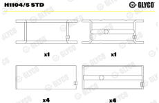 Hlavní ložiska klikového hřídele GLYCO H1104/5 STD