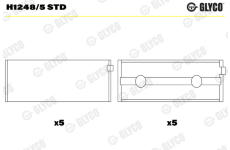 Hlavní ložiska klikového hřídele GLYCO H1248/5 STD