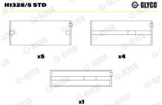 Hlavní ložiska klikového hřídele GLYCO H1328/5 STD