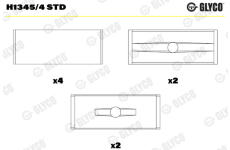 Hlavní ložiska klikového hřídele GLYCO H1345/4 STD