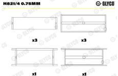 Lożisko kľukového hriadeľa GLYCO H821/4 0.75mm