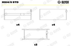 Hlavní ložiska klikového hřídele GLYCO H914/5 STD