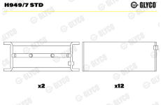 Hlavní ložiska klikového hřídele GLYCO H949/7 STD