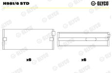 Hlavní ložiska klikového hřídele GLYCO H981/6 STD