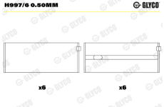 Hlavní ložiska klikového hřídele GLYCO H997/6 0.50mm