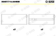 Hlavní ložiska klikového hřídele GLYCO H997/7 0.50mm