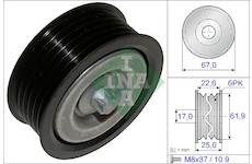 Vratná/vodicí kladka, klínový žebrový řemen INA 532 0526 10