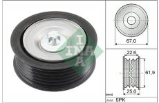 Vratná/vodicí kladka, klínový žebrový řemen Schaeffler INA 532 0866 10