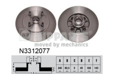 Brzdový kotúč NIPPARTS N3312077