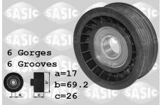 Vratná/vodicí kladka, klínový žebrový řemen SASIC 1626204
