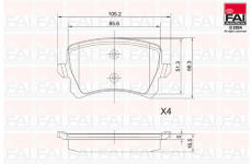 Sada brzdových destiček, kotoučová brzda FAI AutoParts BP124