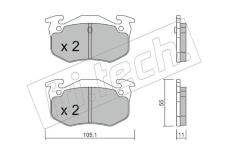 Sada brzdových destiček, kotoučová brzda fri.tech. 040.0