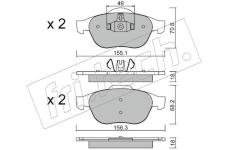 Sada brzdových destiček, kotoučová brzda fri.tech. 345.2